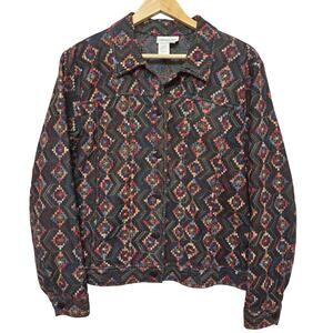 Coldwater Creek Womens Vintage 90s Y2K Artsy Boho Eclectic Embroidered Jacket L